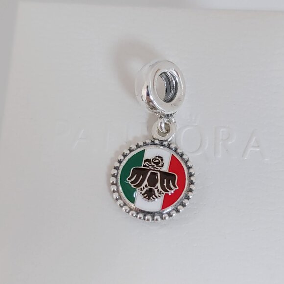 Pandora Engraving Bandera Mexico Aguila Real Exclusive Dangle Charm with box - Picture 6 of 6